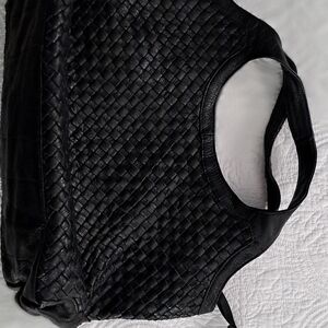 Love Stitch Black Woven Shoulder Bag